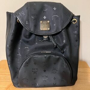 MCM Black Logo Backpack